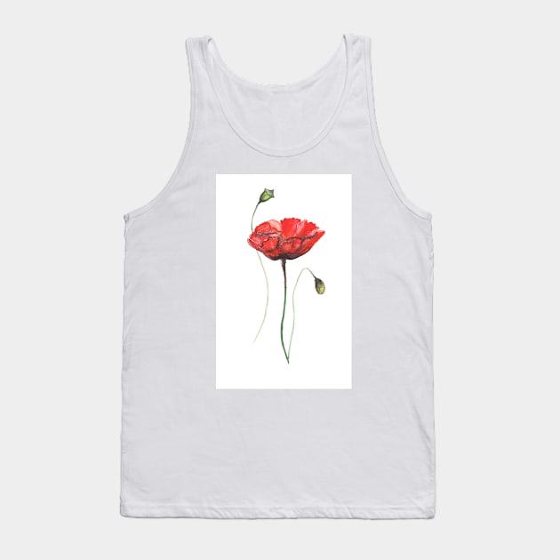 poppies, poppies flowers, watercolor flowers, red flowers, home decor, nursery Tank Top by Luba_Ost